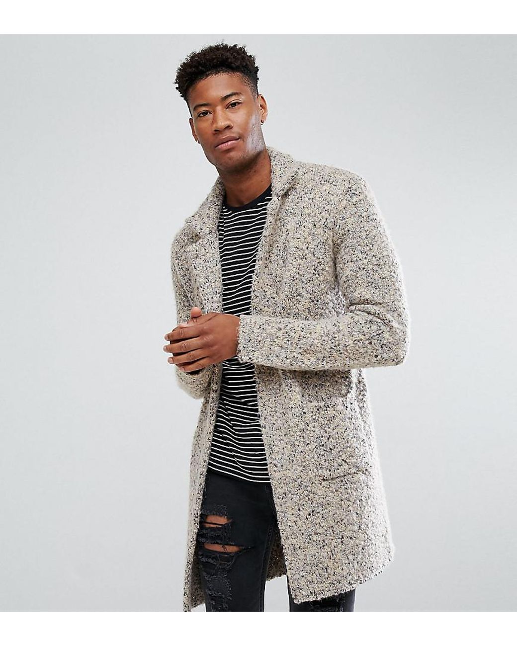 ASOS Tall Longline Heavyweight Knitted Duster Cardigan In Oatmeal in  Natural for Men | Lyst