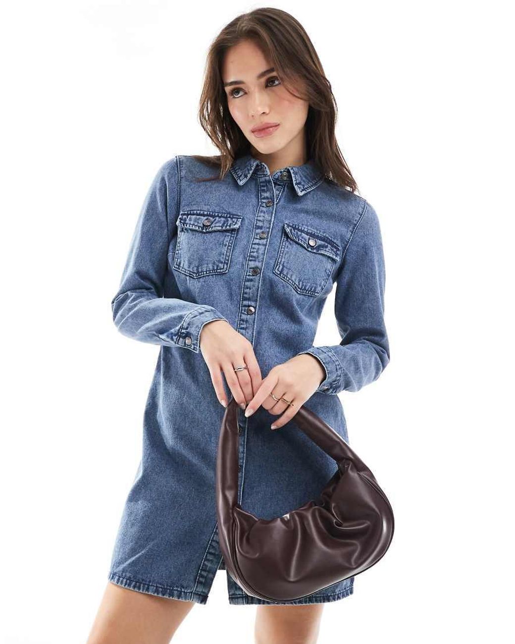 Vero Moda Blue Long Sleeve Denim Shirt Dress