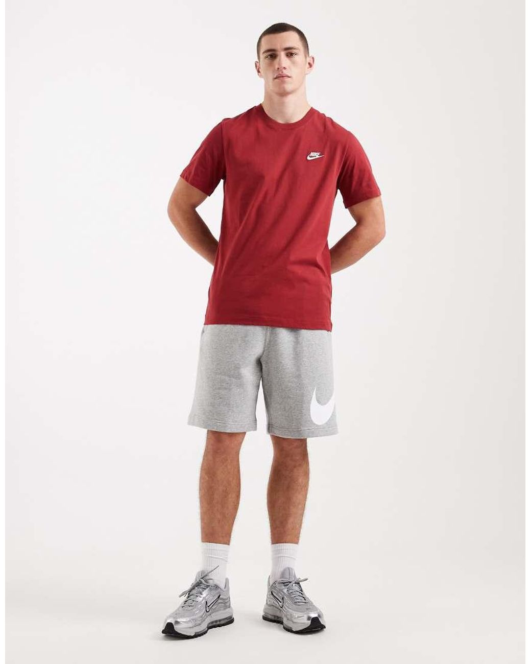 Nike Red Club Fleece Shorts With Large Logo for men