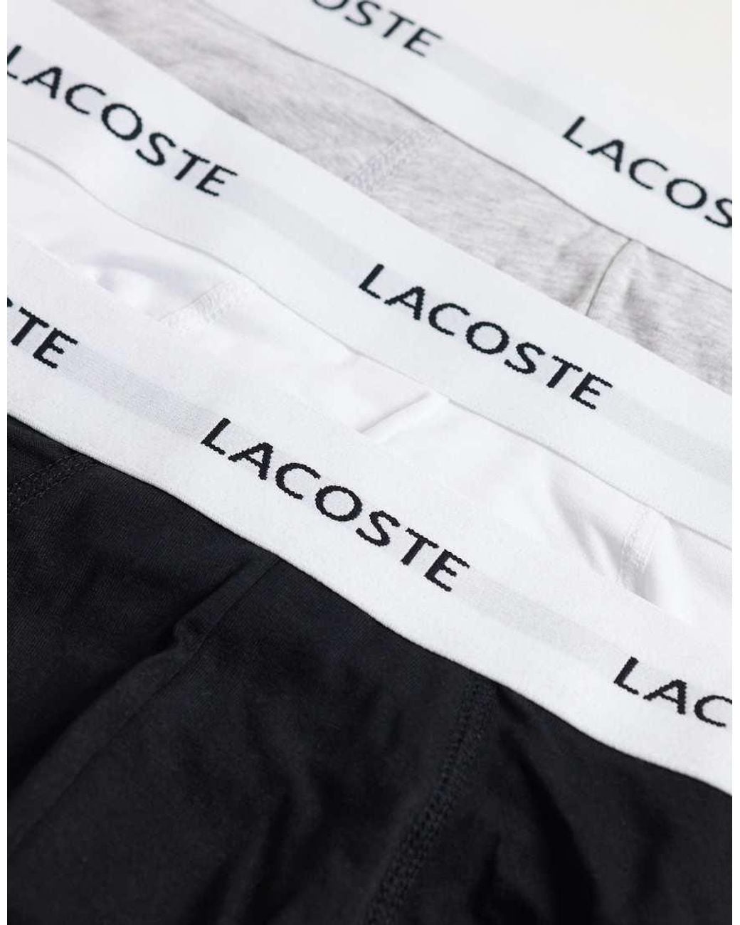 Lacoste Blue 3 Pack White Waistband Cotton Briefs for men