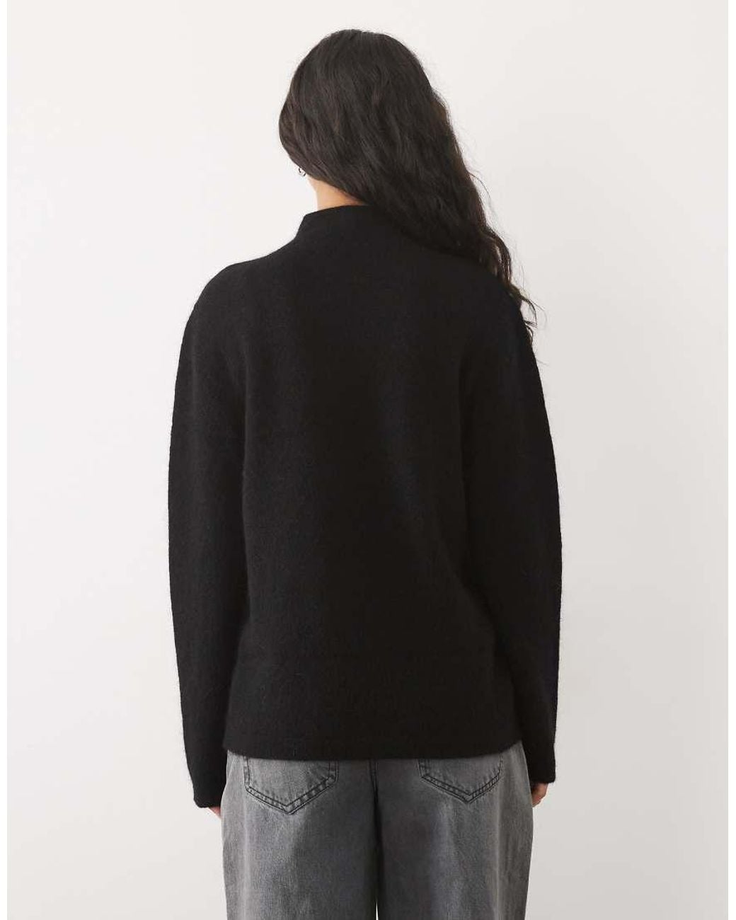 ASOS Black Premium Mohair Blend High Neck Sweater