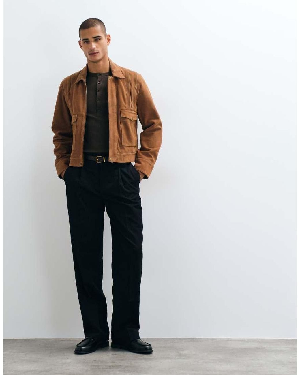 ASOS Black Muscle Fit Long Sleeve Henley T-shirt for men