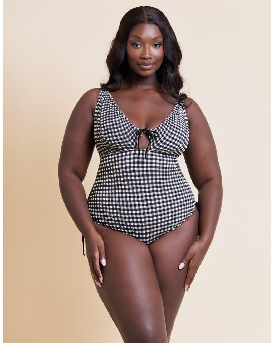 Curvy Kate Black Holiday Gingham Non Wired Swimsuit