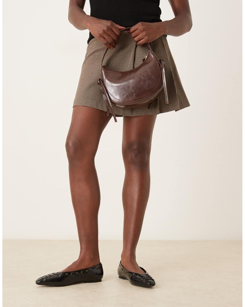 ASOS Brown Lachlan Eyelet Detail Chisel Toe Ballets