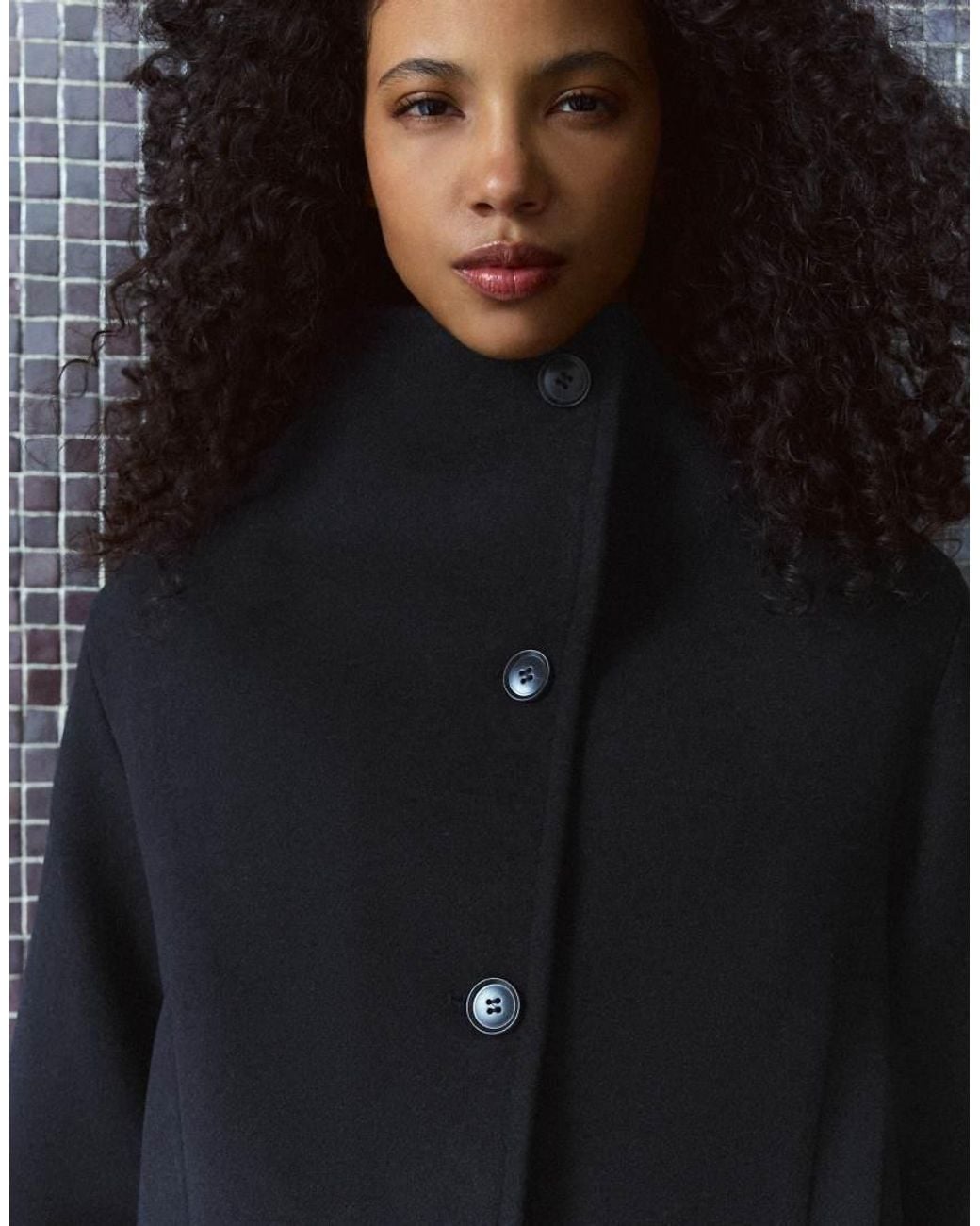 Bershka Blue Cropped Felt-effect Wrap Jacket