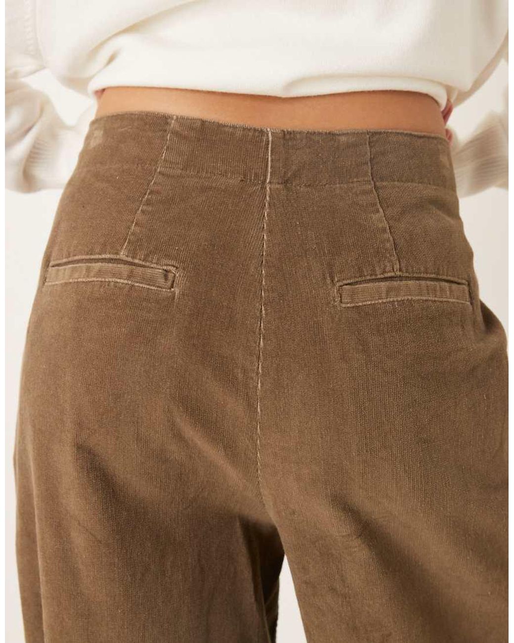 Aware Natural Extra Wide Leg Pleat Front Corduroy Trousers