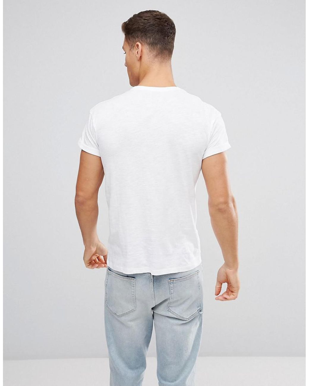 New Look T-shirt With Rolled Sleeves In White for Men | Lyst