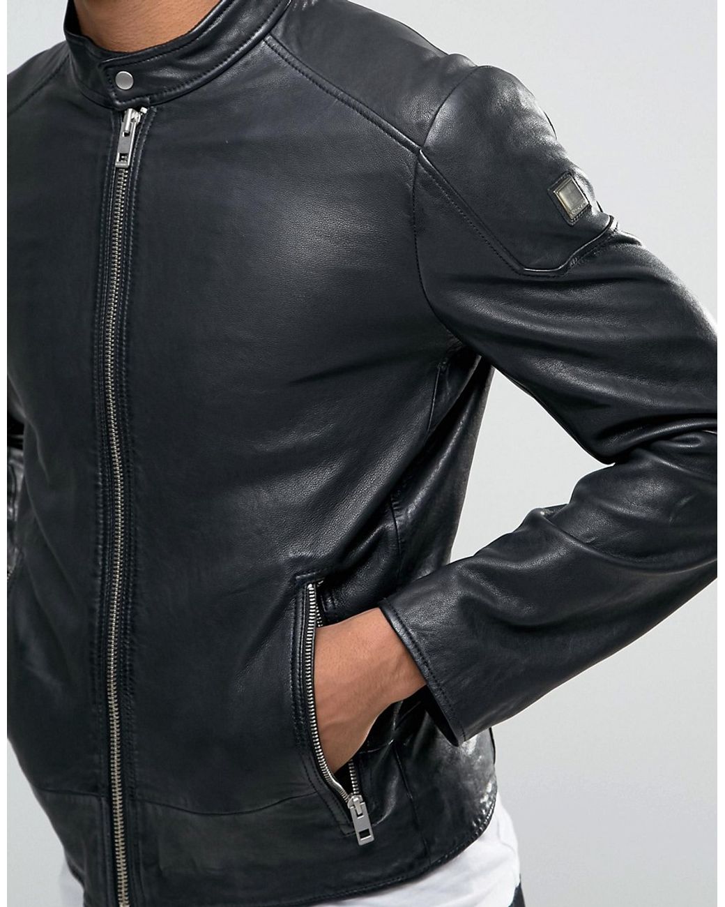 hugo boss orange leather jacket