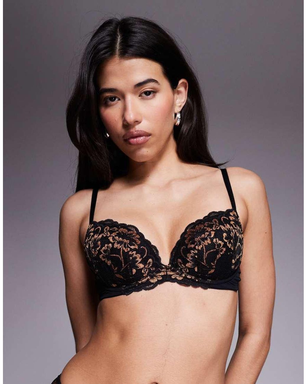 Ann Summers Gray Sexy Lace Padded Plunge Bra