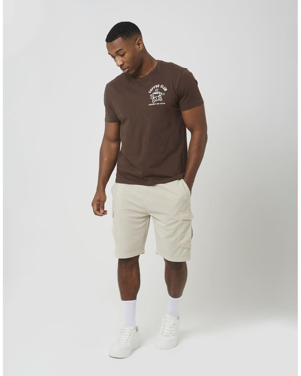 Brave Soul Natural Textured Cargo Shorts for men