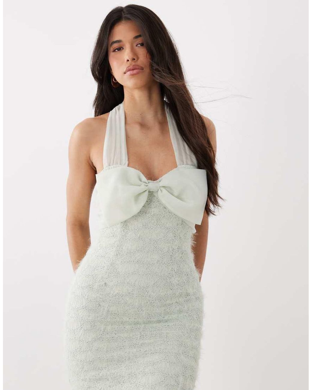 ASOS White Textured Midi Dress With Organza Detail