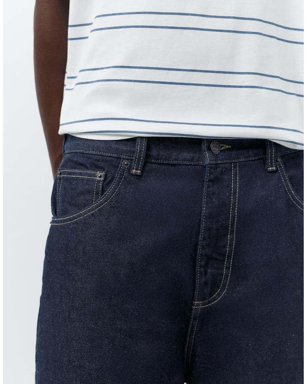 Pull&Bear Blue Baggy Denim Bermuda Shorts for men
