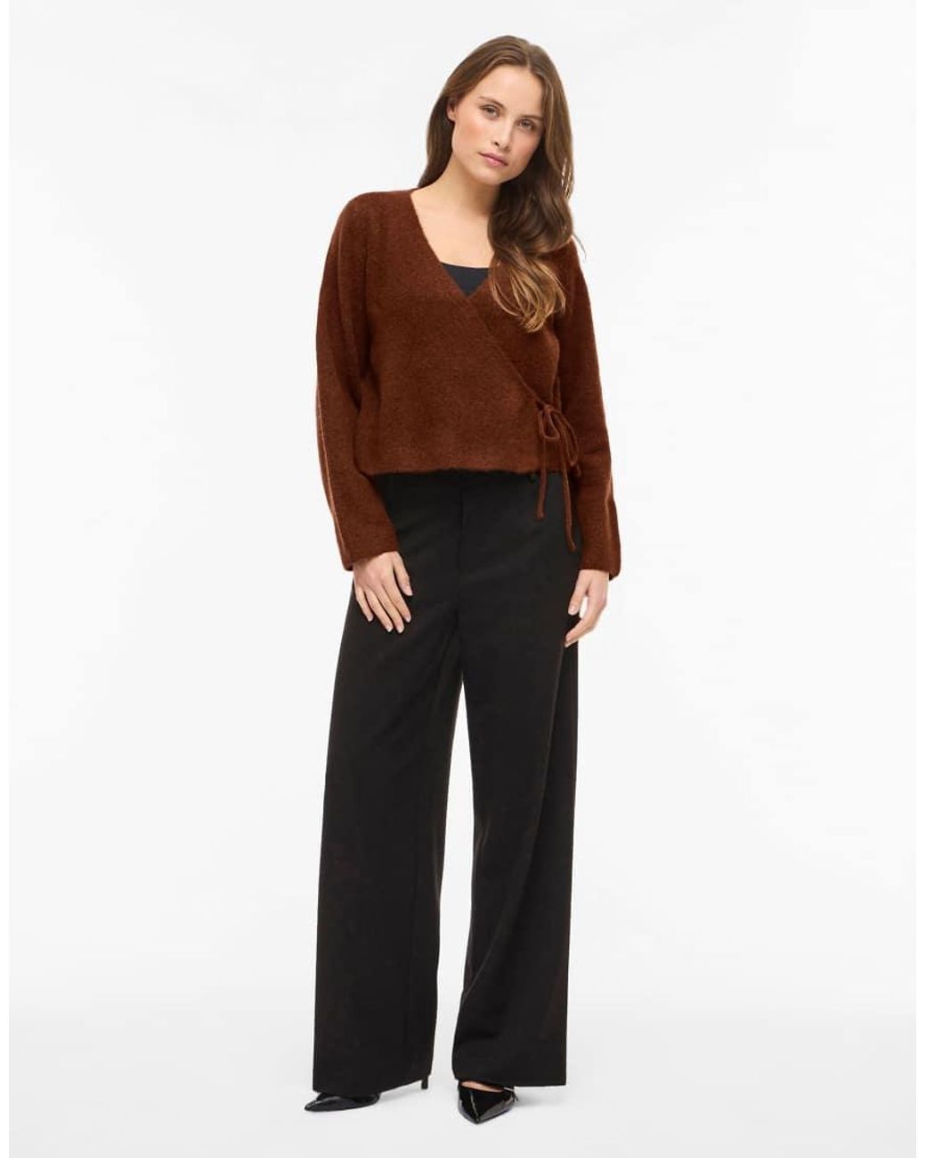 Vila Brown Wrap Top