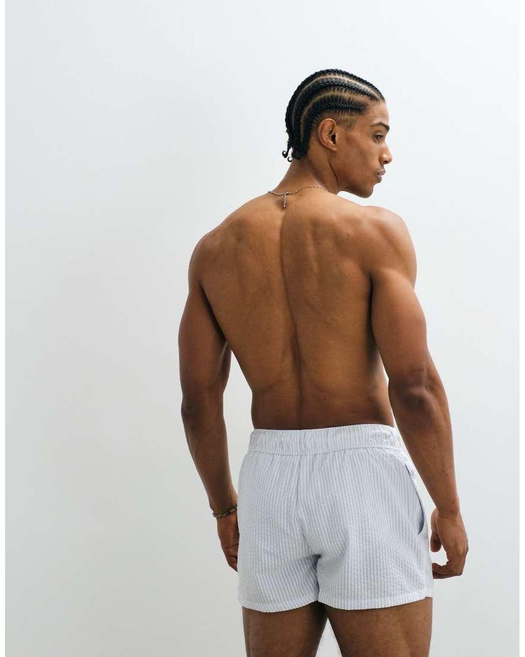 ASOS White Seersucker Swim Shorts for men
