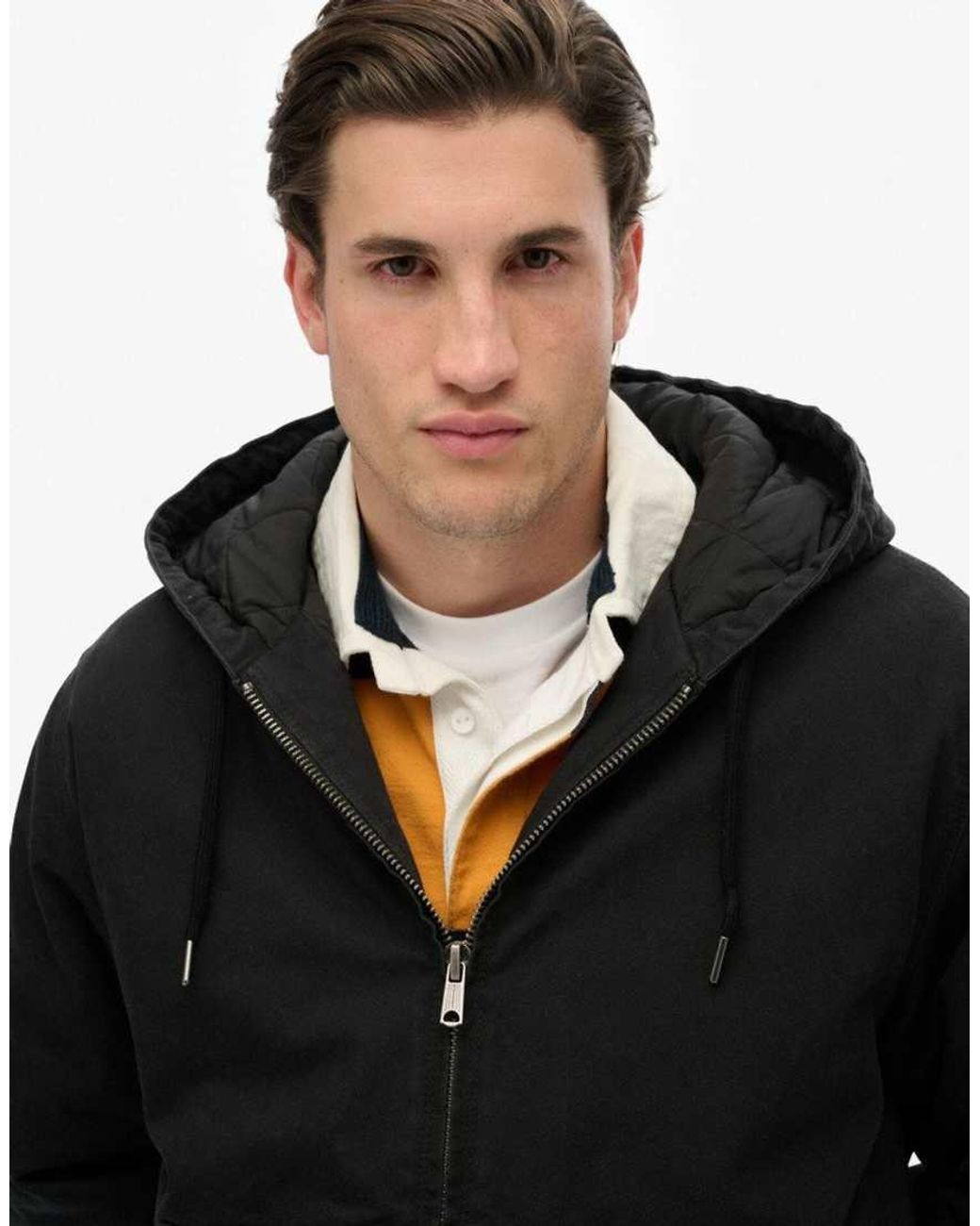 Superdry Black Canvas Surplus Hooded Jacket for men