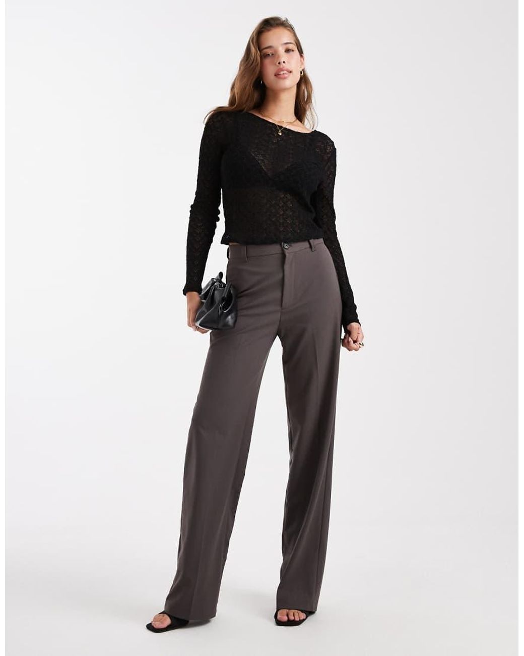 ONLY Black Lace Long Sleeve Scoop Back Top
