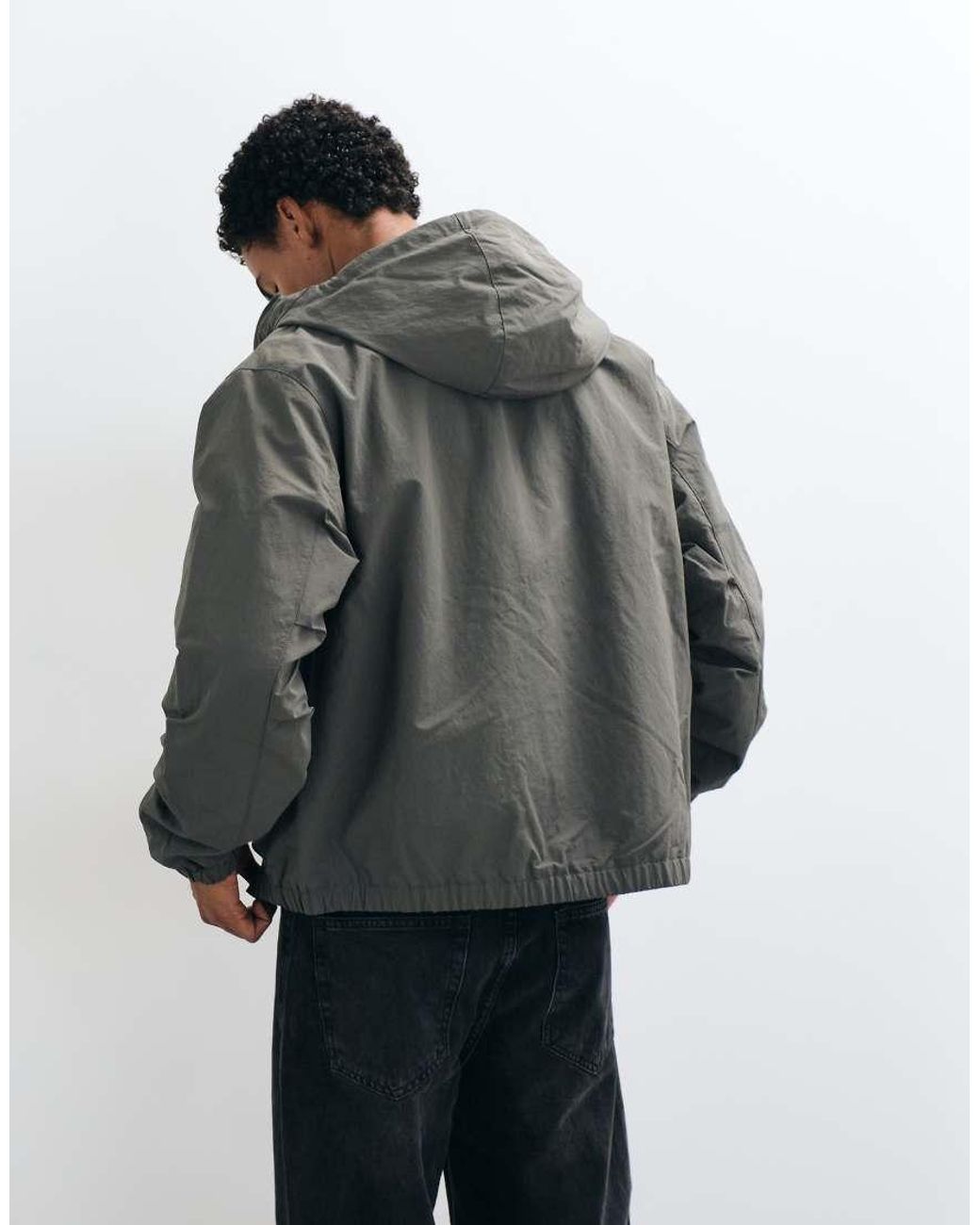 Fred Perry Gray Zip Through Boxy Hooded Logo Jacket for men