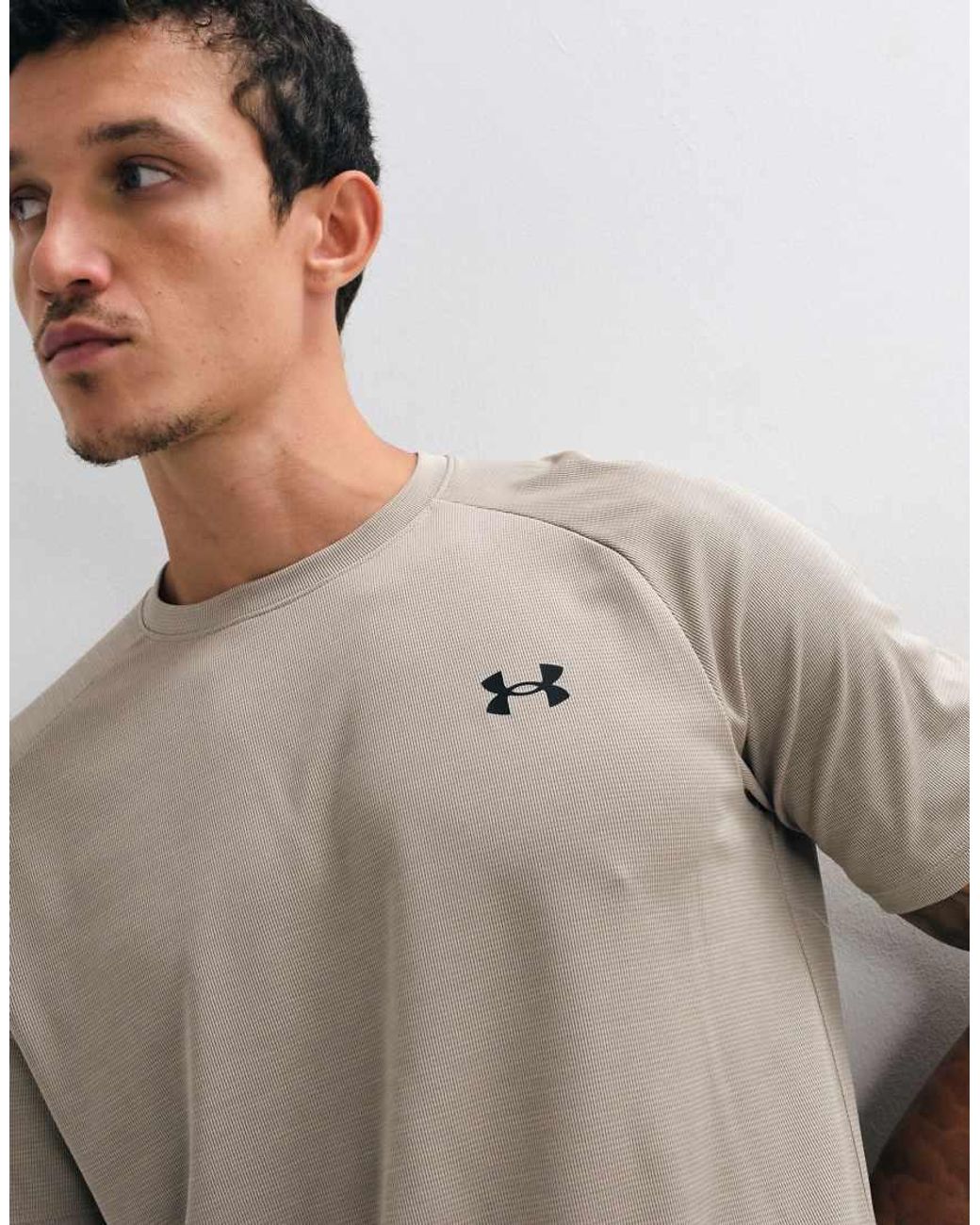 Under Armour Brown Tech Textured Short Sleeve T-Shirt for men