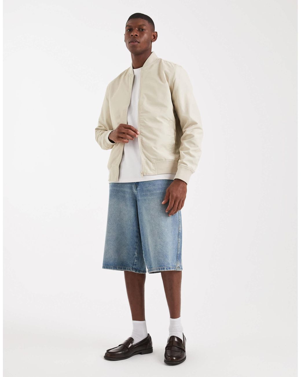 ASOS – leichte bomberjacke in Natural für Herren