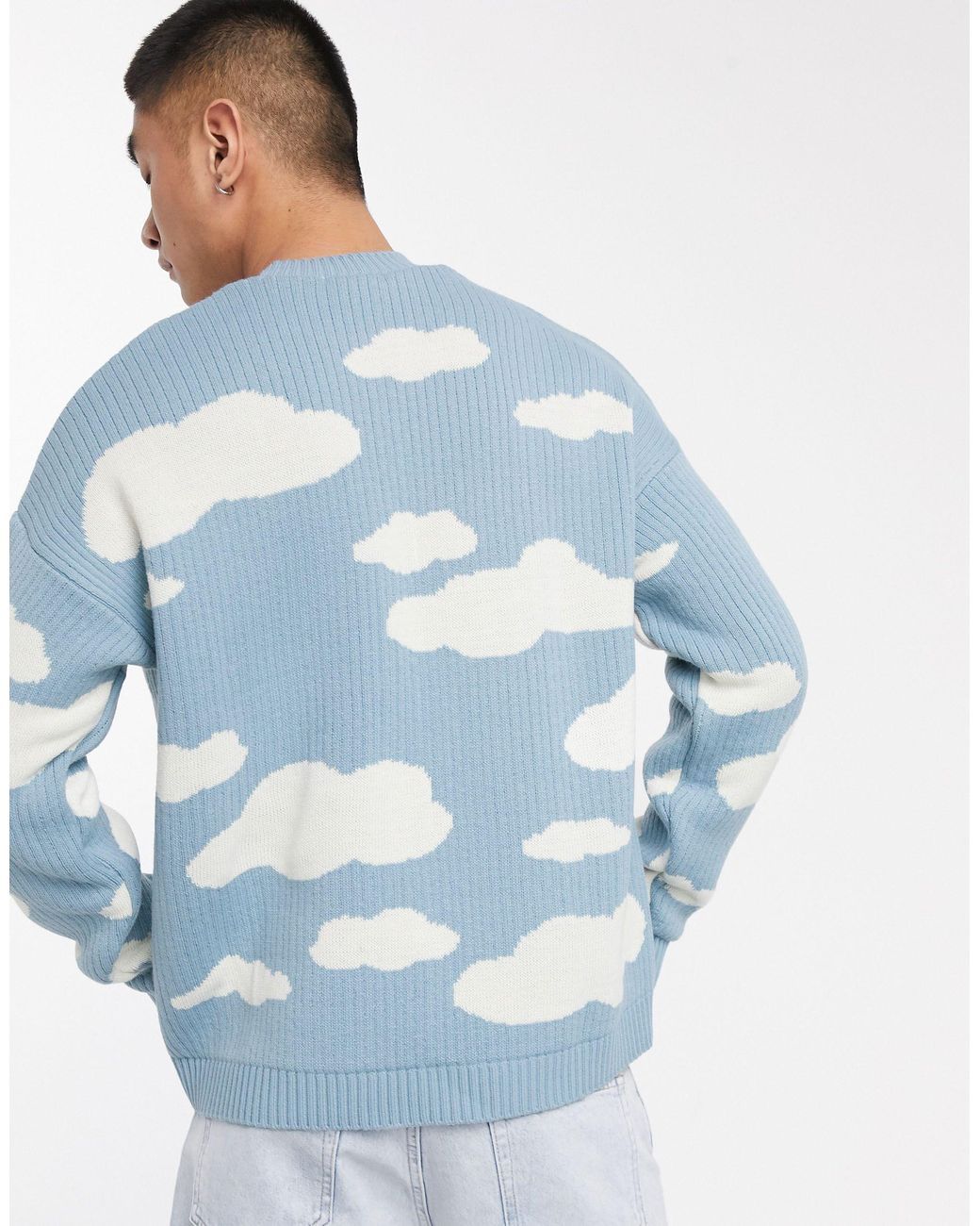Pull oversize en maille avec motif nuage ASOS pour homme en coloris Bleu |  Lyst