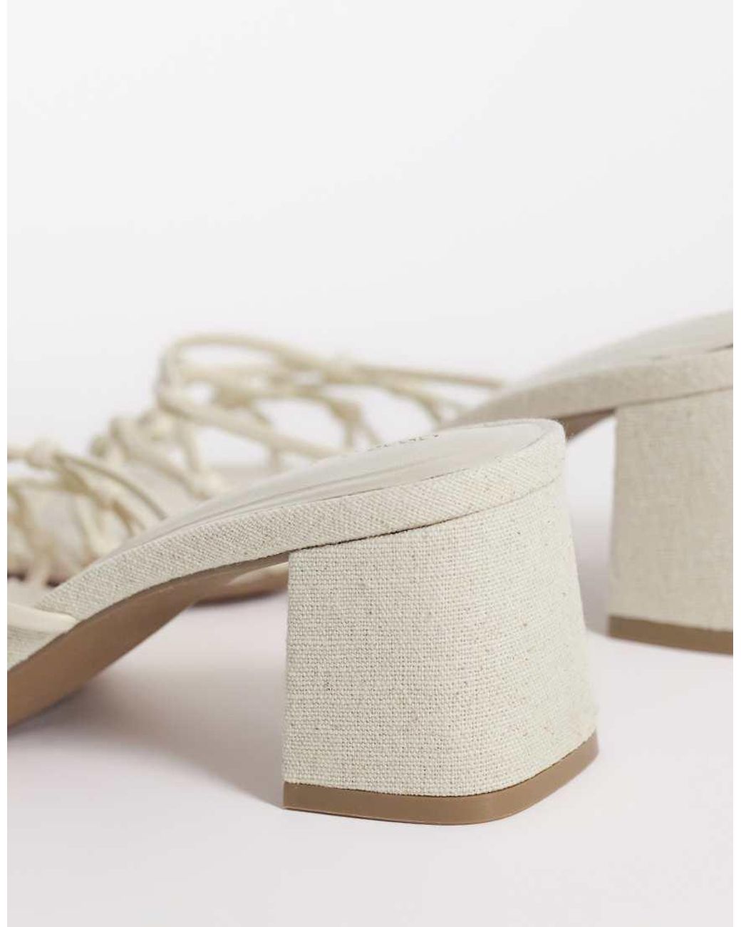ASOS Natural Hana Strappy Knotted Block Heeled Mules