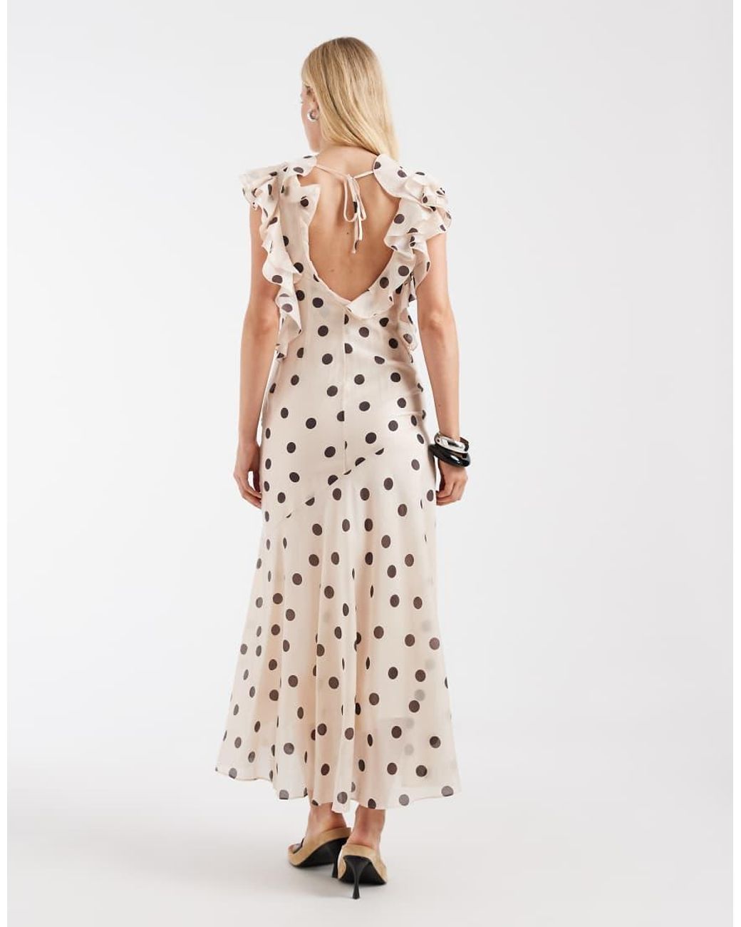 & Other Stories White Maxi Dress With Ruffle Edging And Low Back