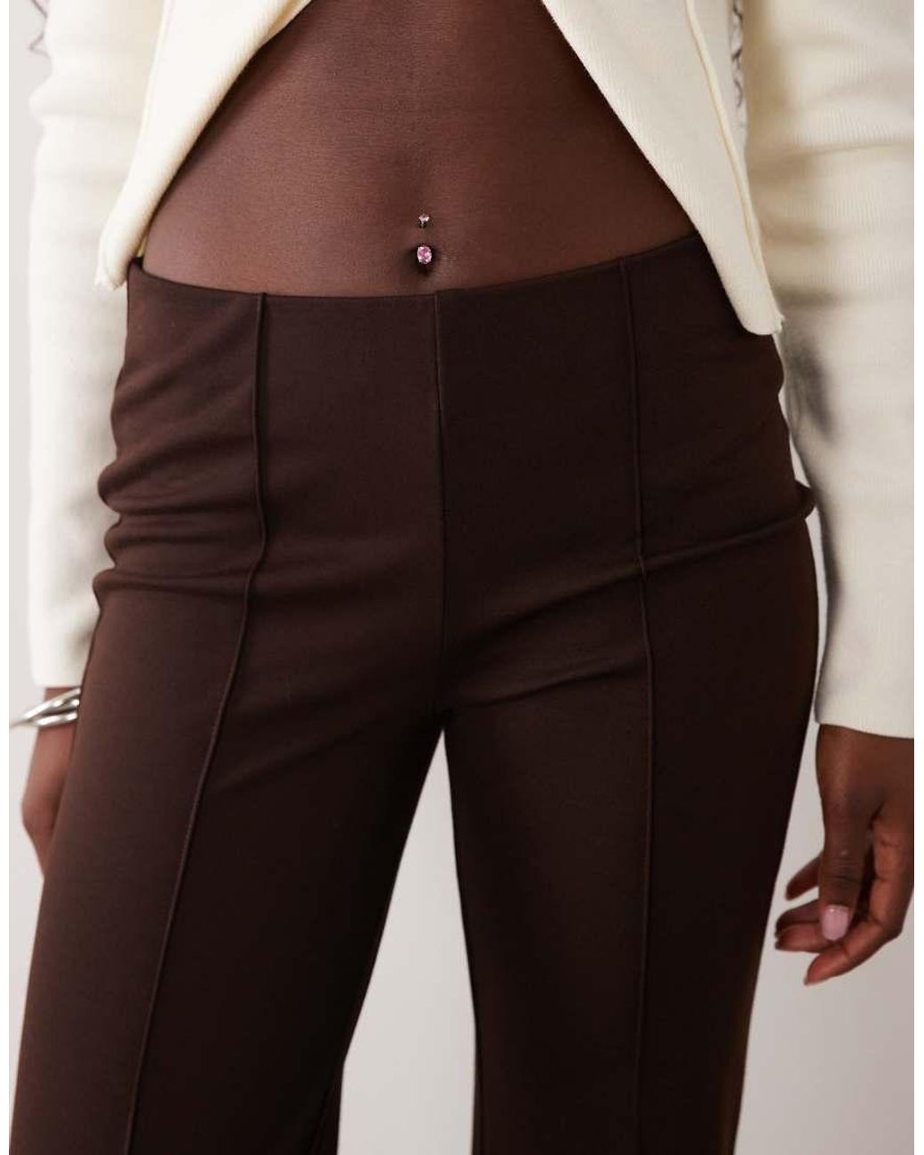Mango Brown Pleated Front Flared Pants