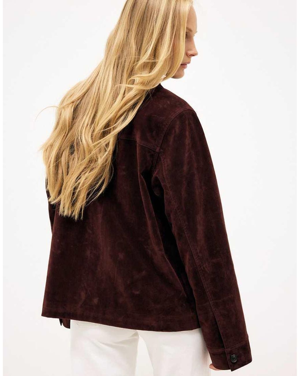 NA-KD Red Pocket Detail Faux Suede Jacket