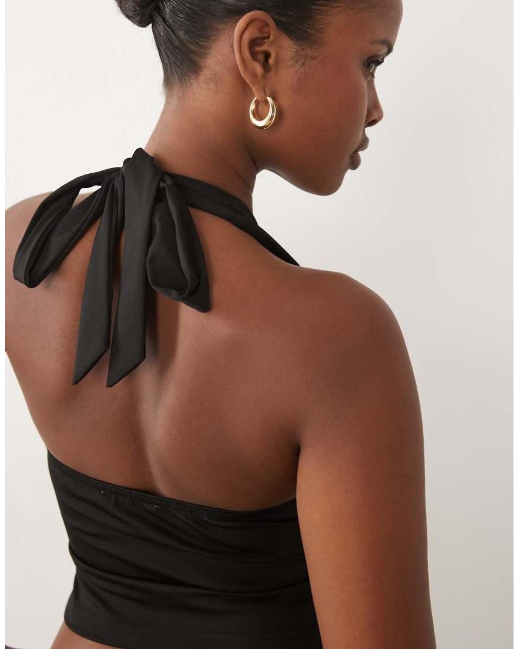 The Frolic Black Exclusive Slinky Plunge Halterneck Top