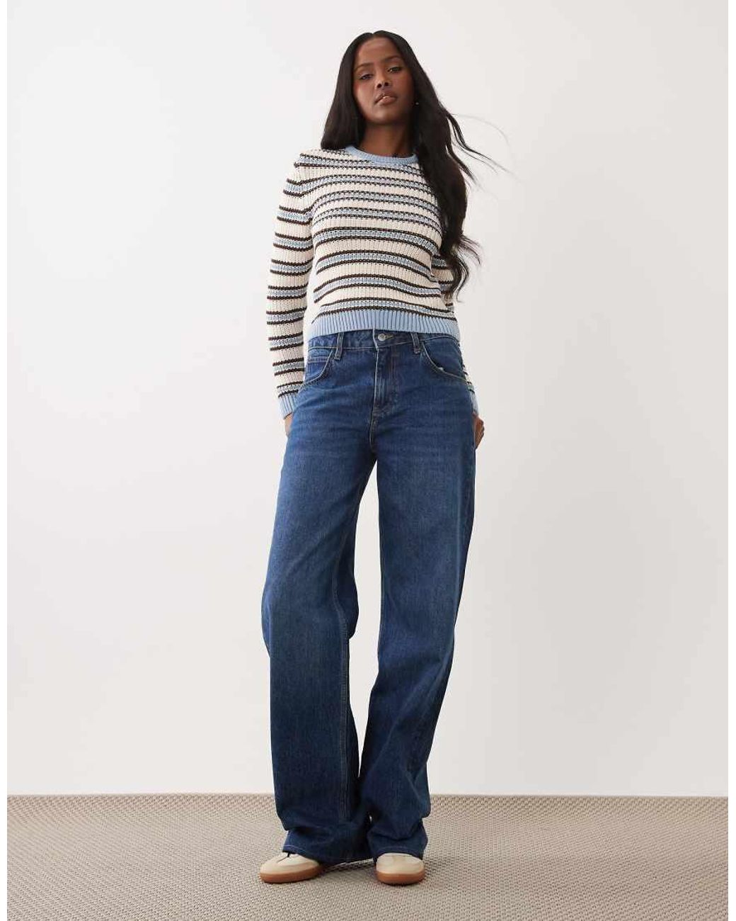 ASOS Knitted Jumper Blue Stripe