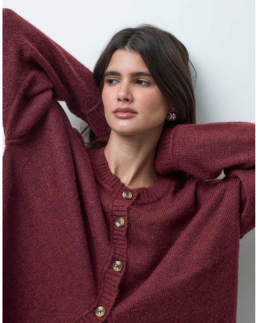 Collusion Red Knit Boxy Oversized Cardigan
