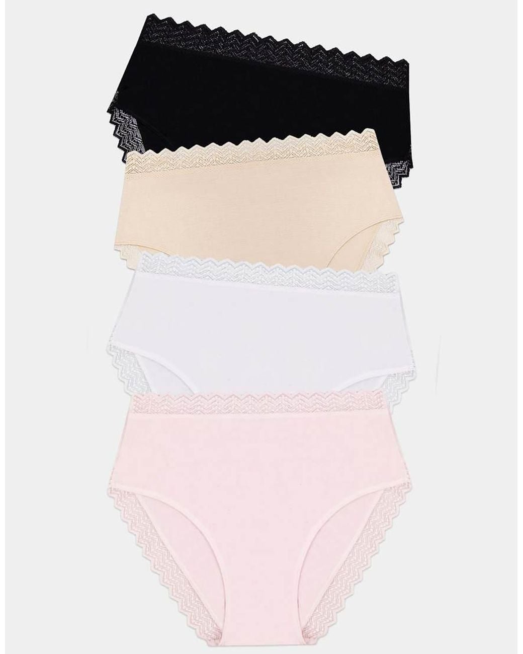 Stripe & Stare Black Zigzag Lace High Rise Knicker Four Pack