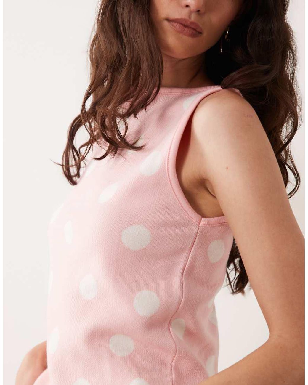 ASOS Pink Knitted Polka Dot Tank