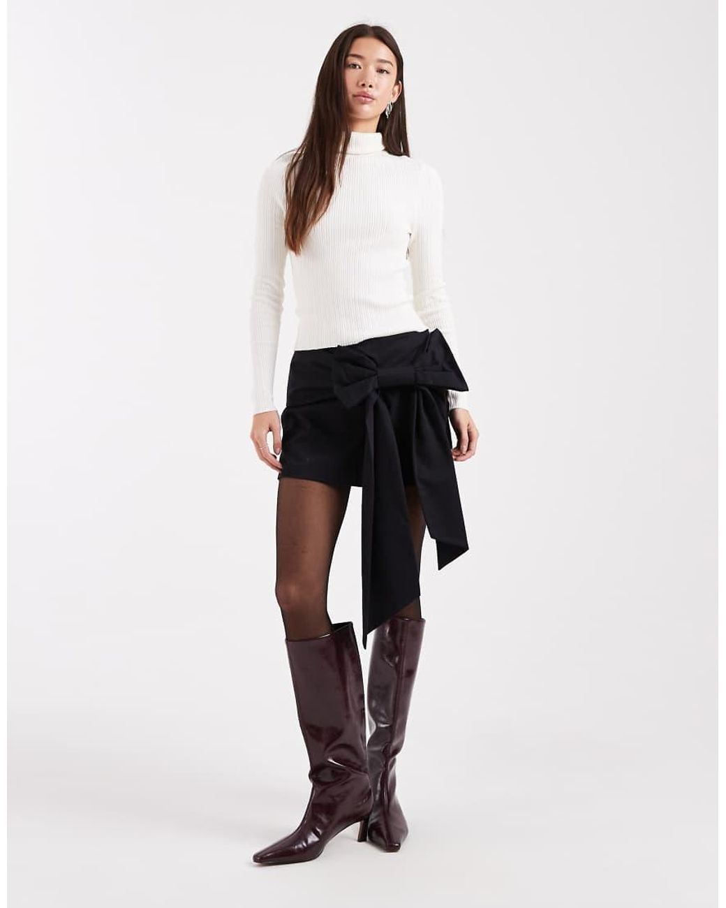 Miss Selfridge White Extreme Bow Party Mini Skirt