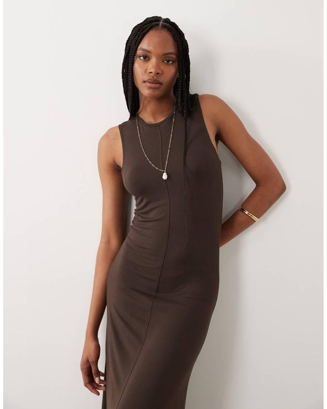 JDY Tall Brown Sleeveless Midaxi Dress