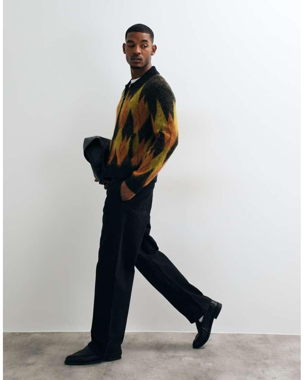 AllSaints Multicolor Jiro Zip Through Argyle Knit Cardigan for men