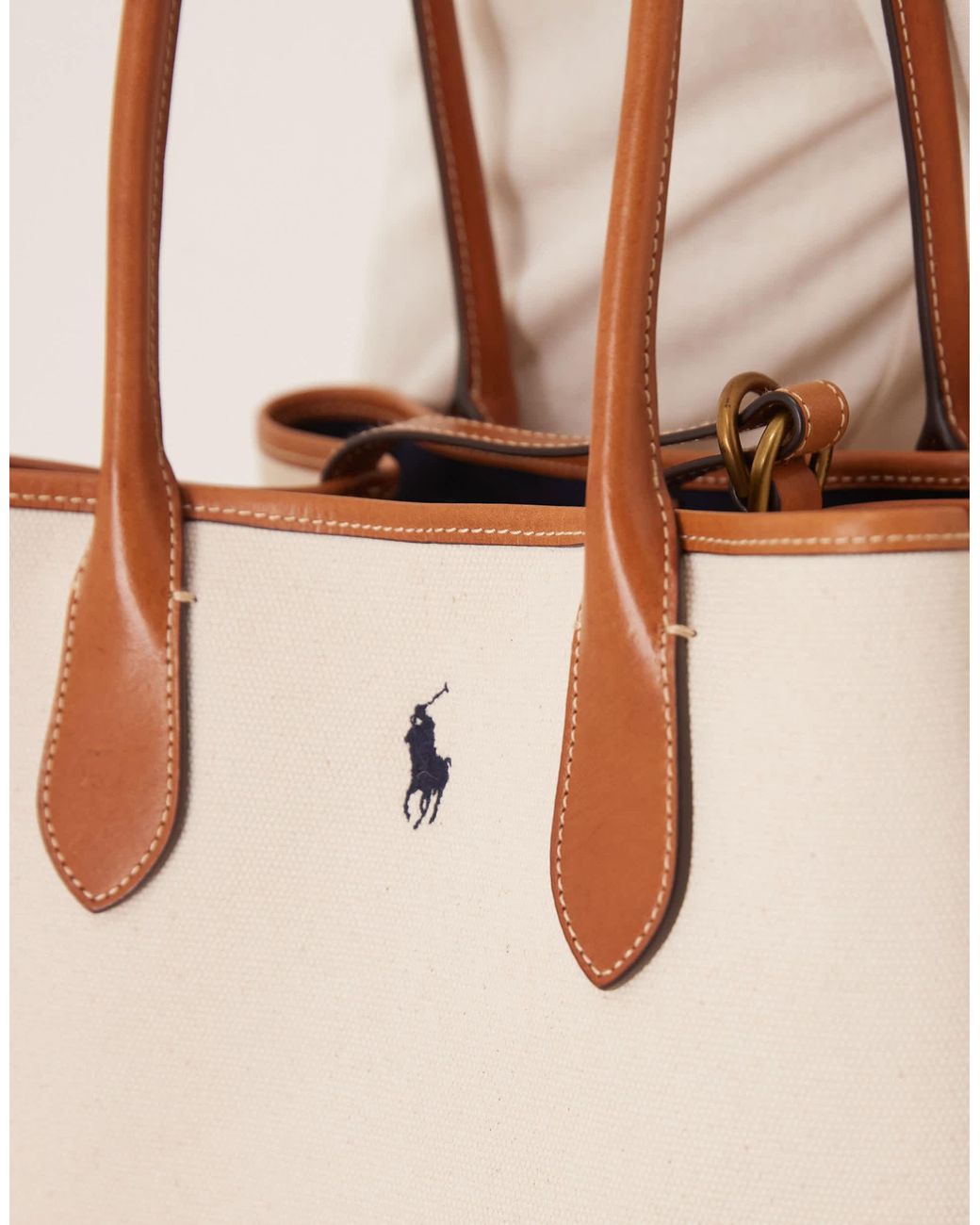 Polo Ralph Lauren Canvas Zip Up Tote Bag in Blue | Lyst