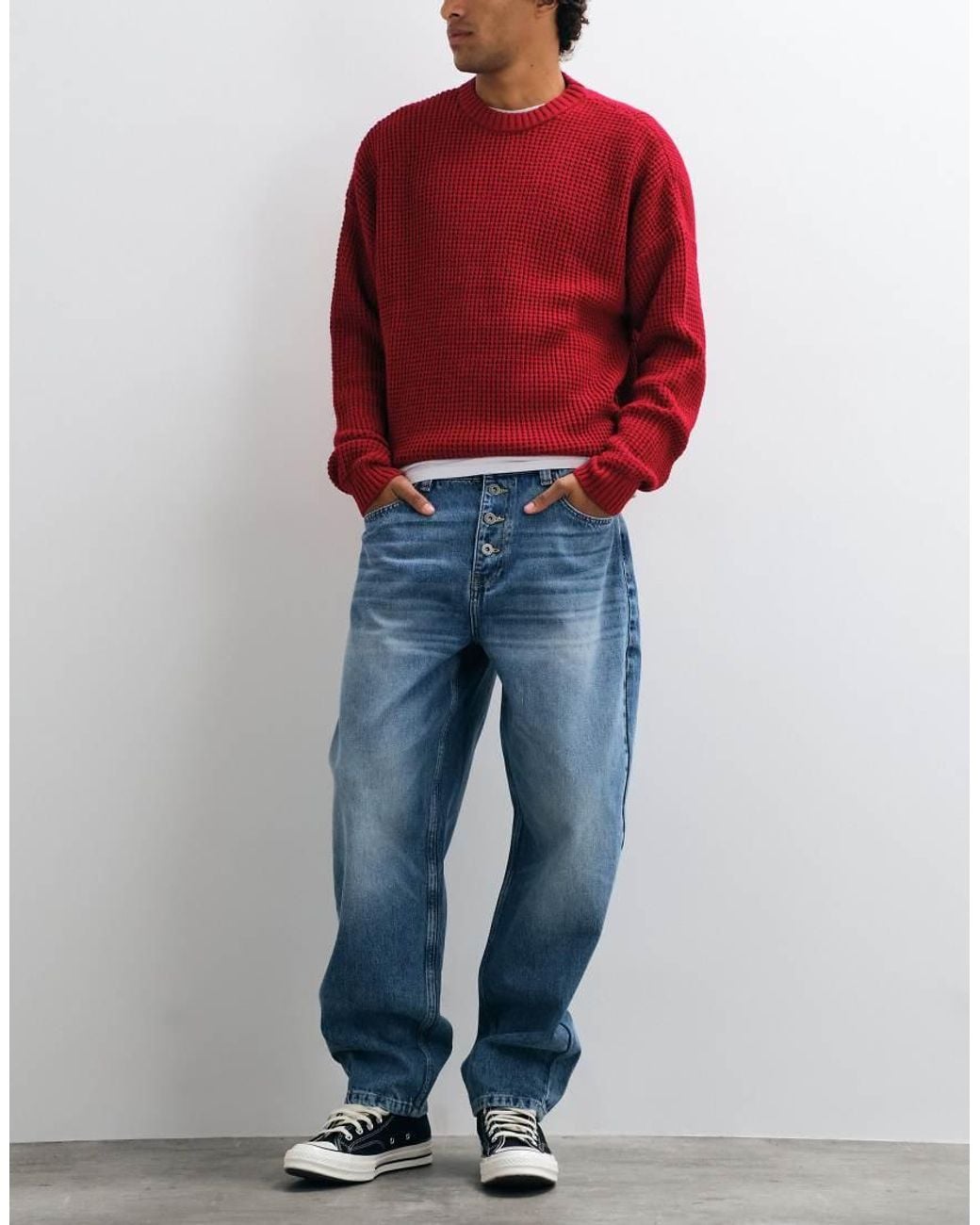 ASOS Red Slim Barrel Jeans for men