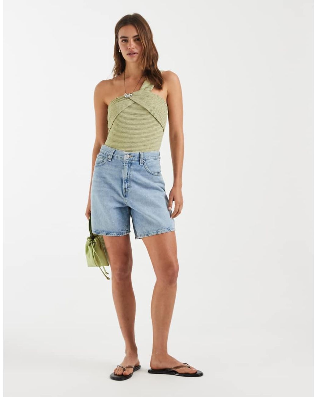 BRONZE SNAKE Green Chantal One Shoulder Bodysuit