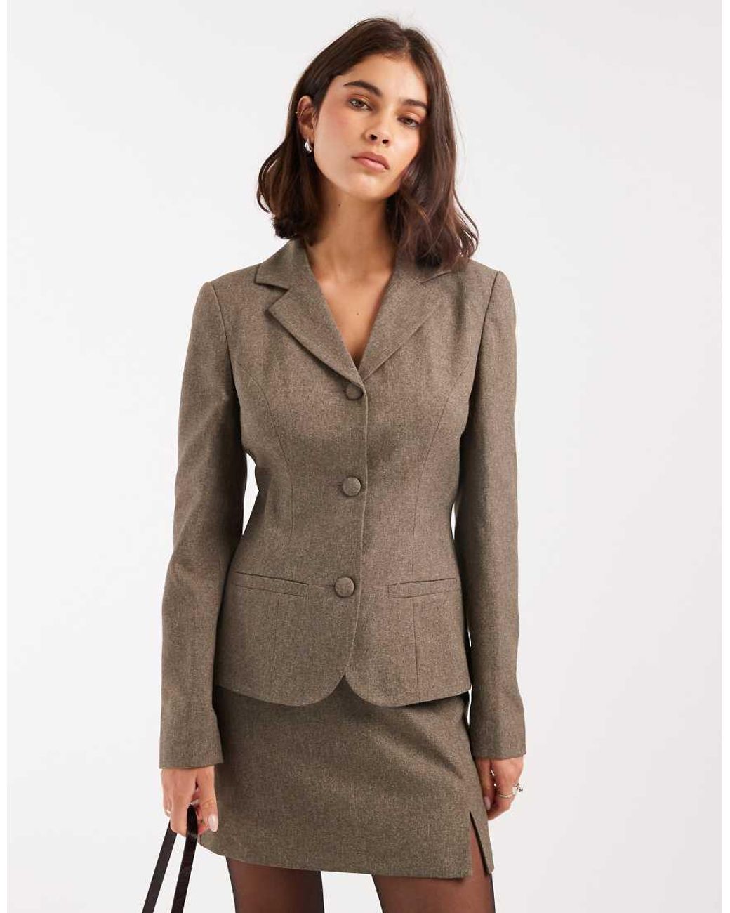 Miss Selfridge Brown High Collar Blazer Co-Ord