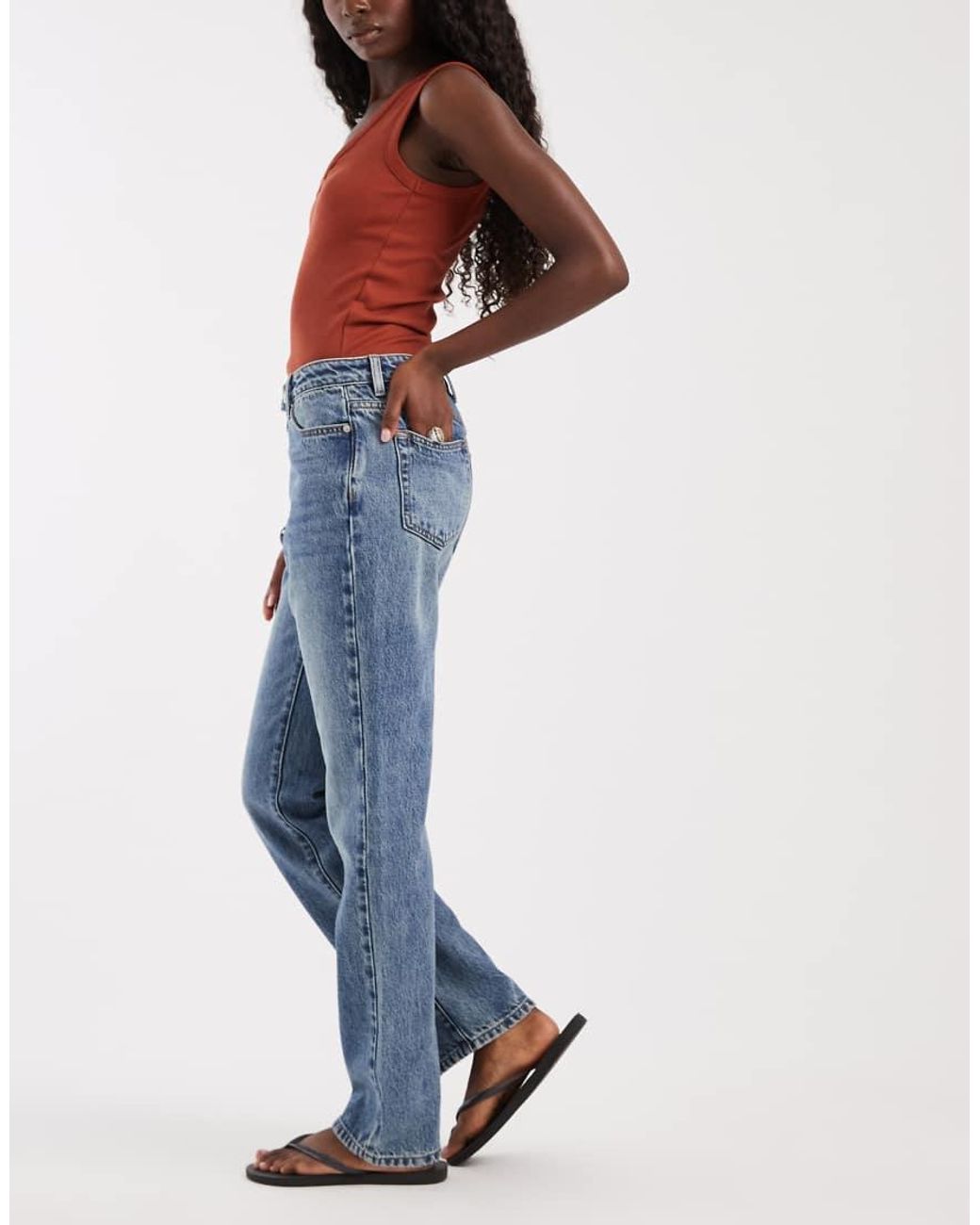 ASOS Blue Pipe Jeans With Zip Detail
