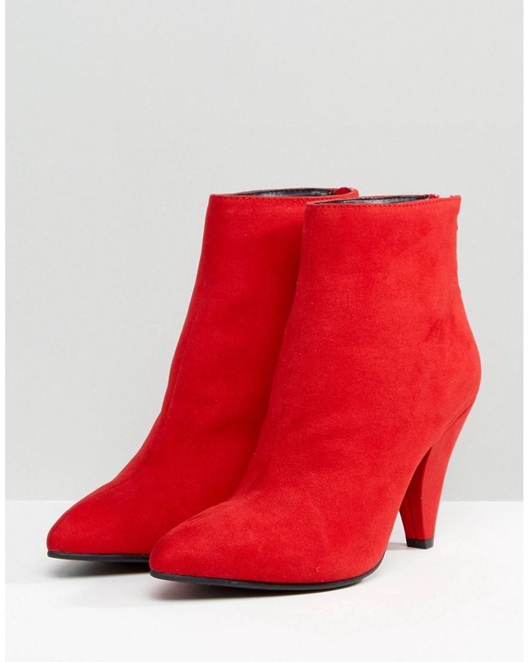 Bottines à talon conique en suédine New Look en coloris Rouge | Lyst