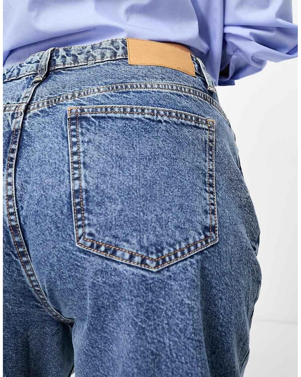 ASOS Blue Asos Design Curve High Rise Relaxed Mom Jeans
