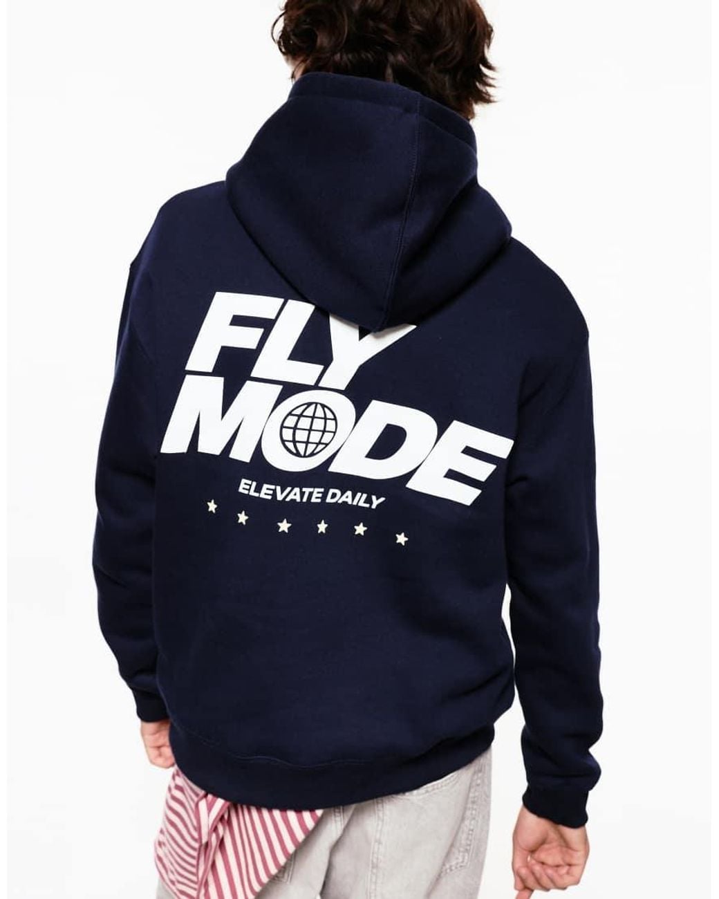 Pull&Bear Blue Graphic Sweatshirt With A Hood for men