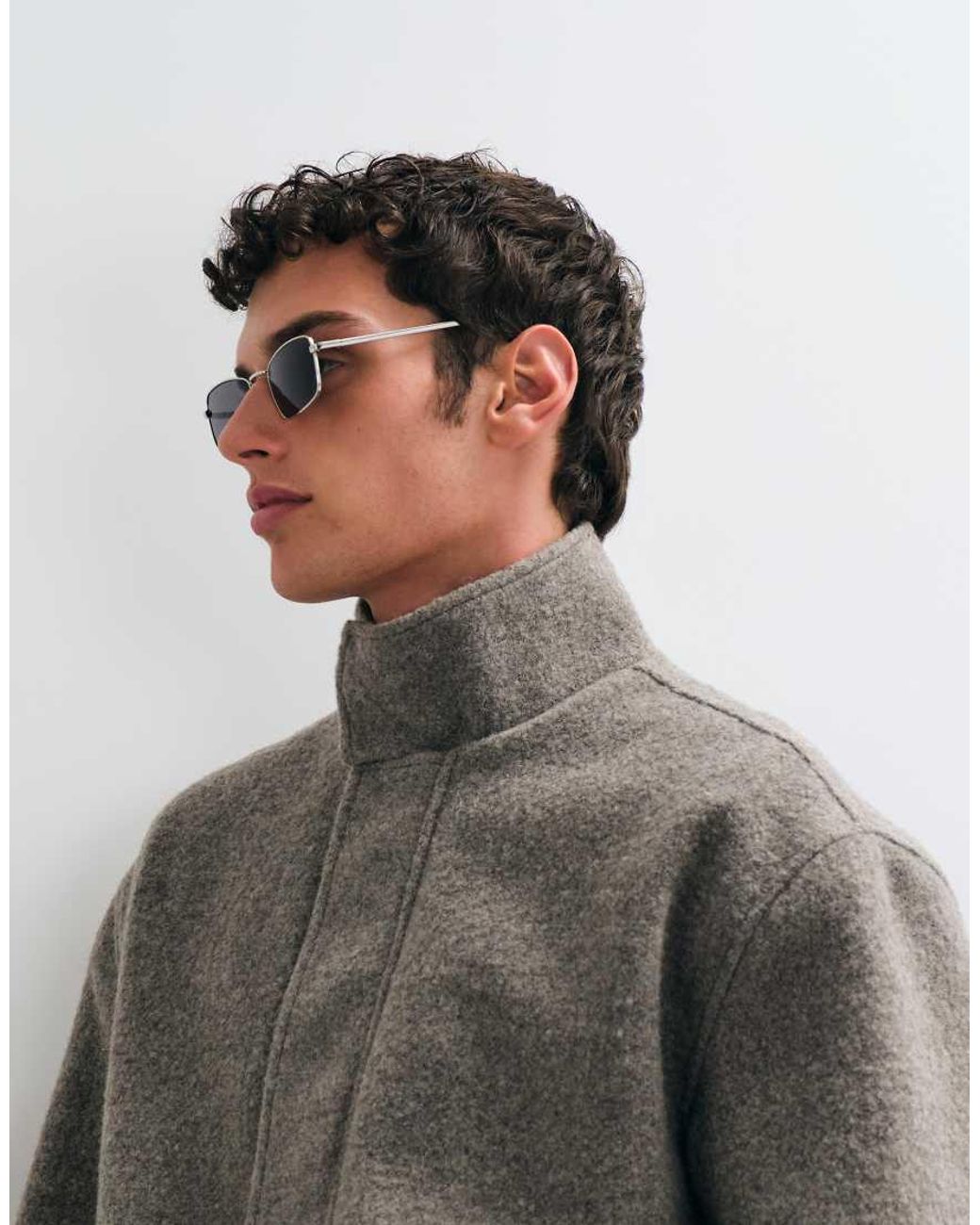 ASOS Gray Boucle Wool Mix Funnel Neck Bomber for men