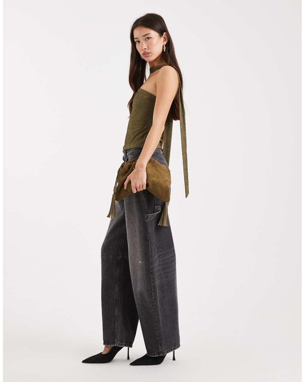 Miss Selfridge Multicolor Metallic Bandeau Scarf Top