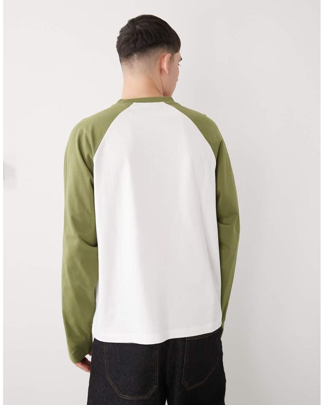 Collusion White Circular Design Collection Heavyweight Raglan T-Shirt for men