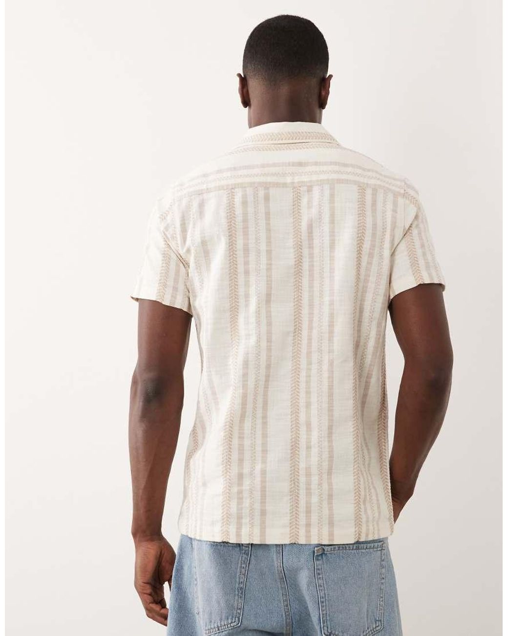Threadbare Natural Cotton Short Sleeve Textured Shirt for men