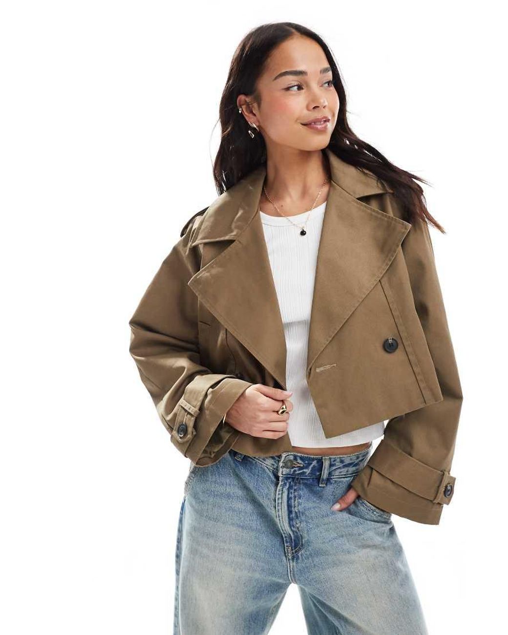 ASOS Black Cropped Trench Coat
