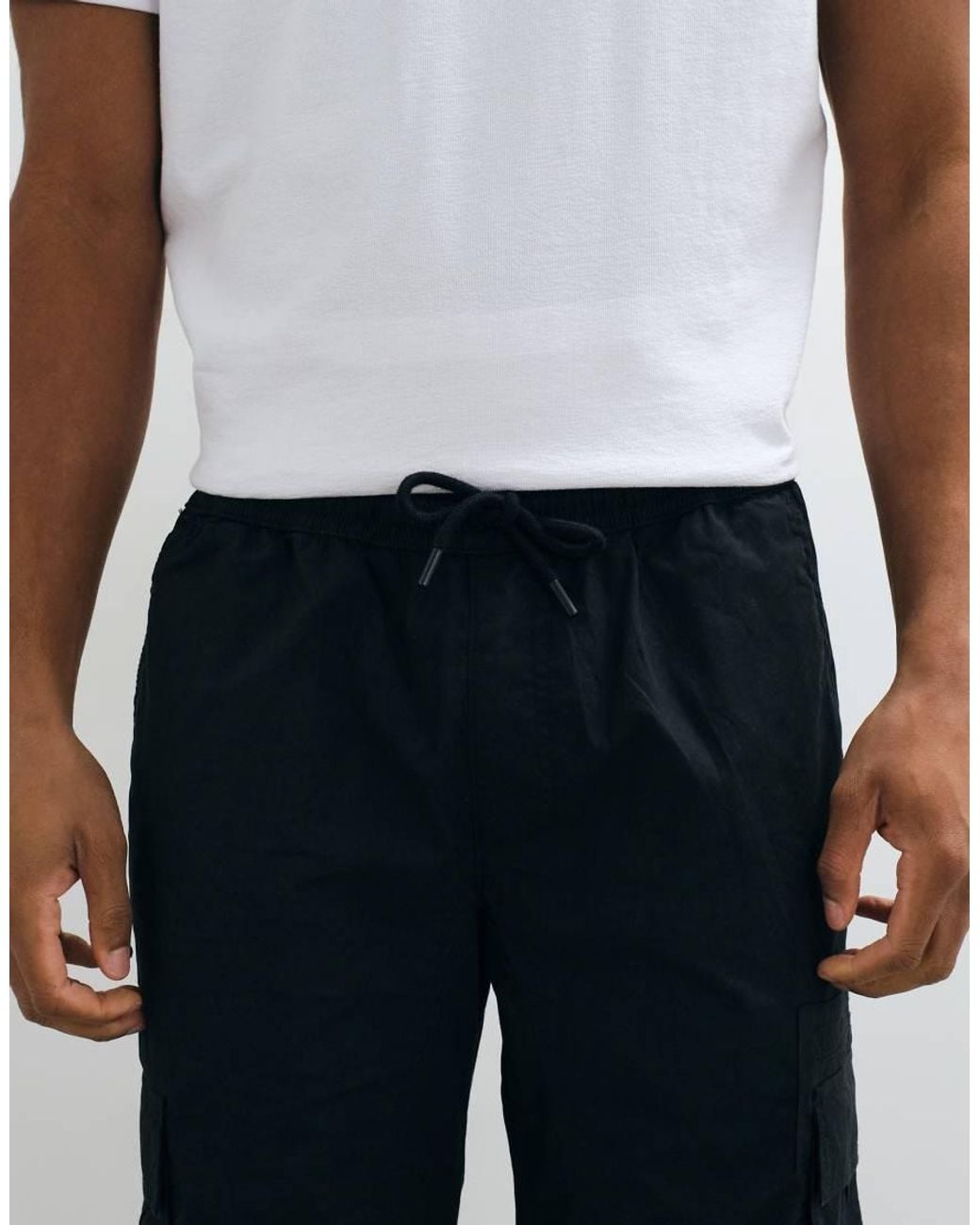 Brave Soul White 100% Cotton Cargo Pants With Elasticated Waist for men